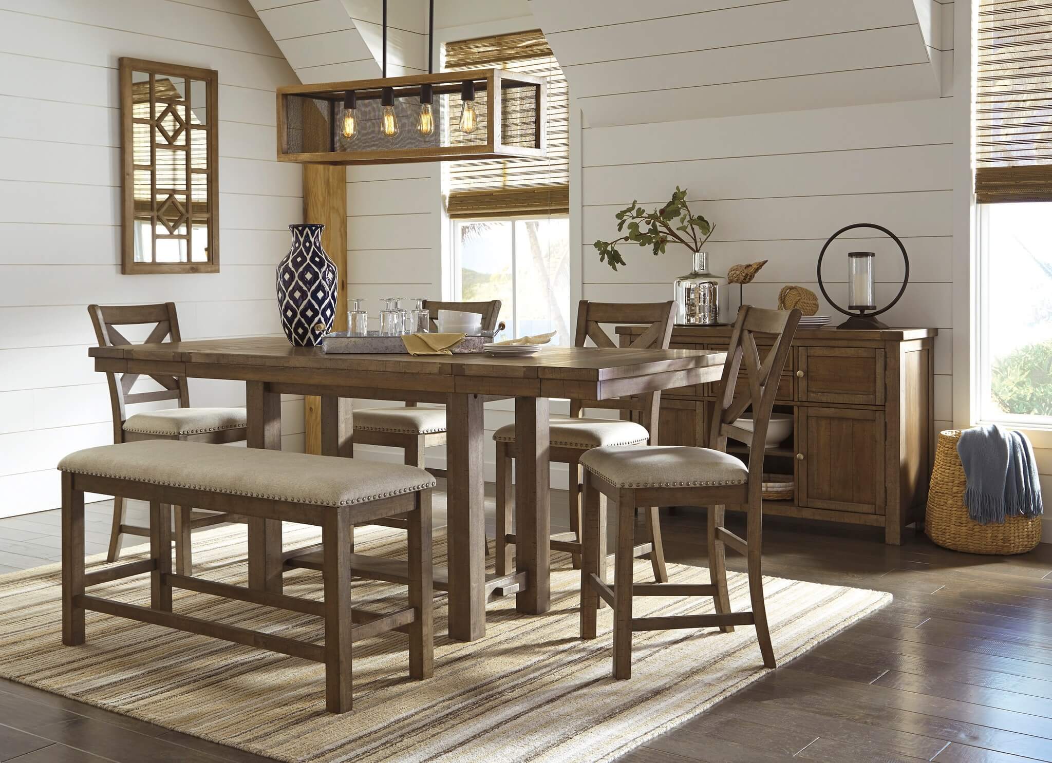 Rustic dining room with wooden furniture