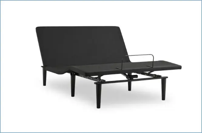 Black adjustable bed base with metal legs