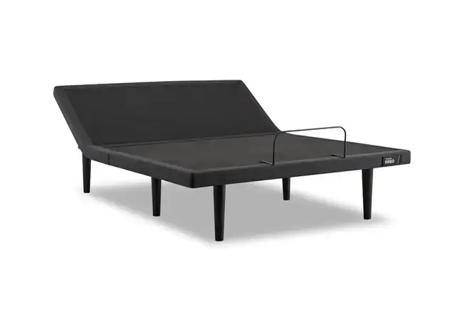 Adjustable black bed frame with headrest support