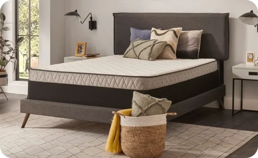 Modern bedroom with stylish bed and decor