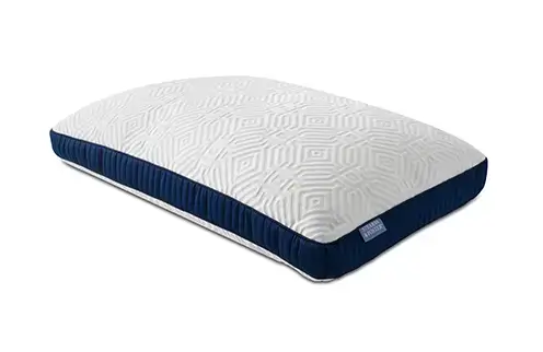 White and blue memory foam pillow