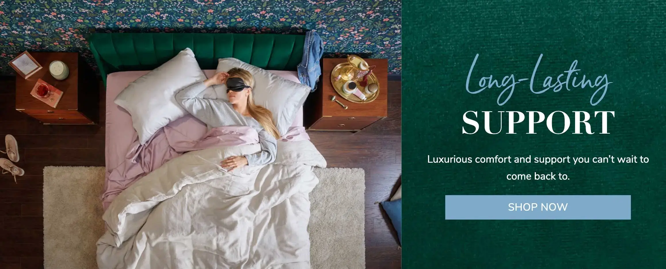 Woman sleeping comfortably in luxurious bed