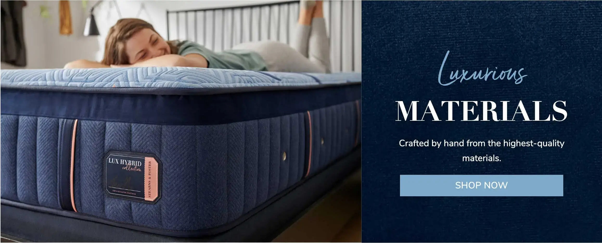 Woman relaxing on luxury hybrid mattress