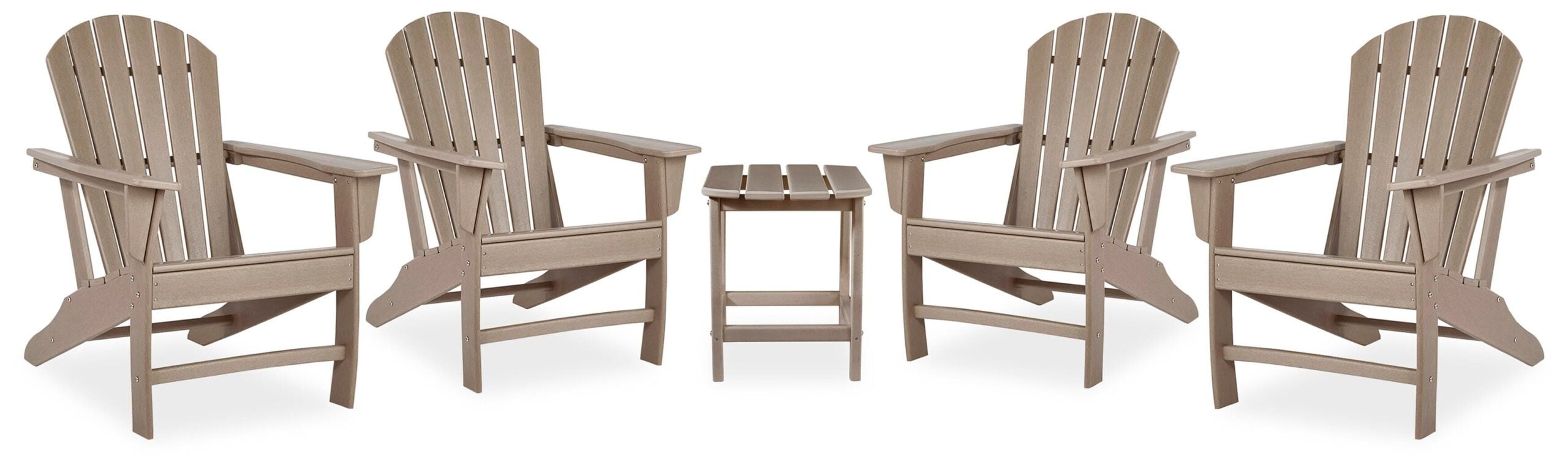 5dc5204f3f4e5a07f43bd145c61a4b8d Sundown Treasure 4 Adirondack Chairs and Outdoor End Table - Image 1